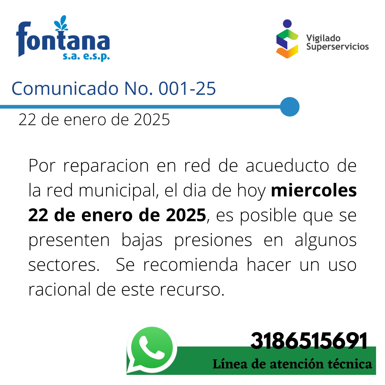 Comunicado No. 001-25