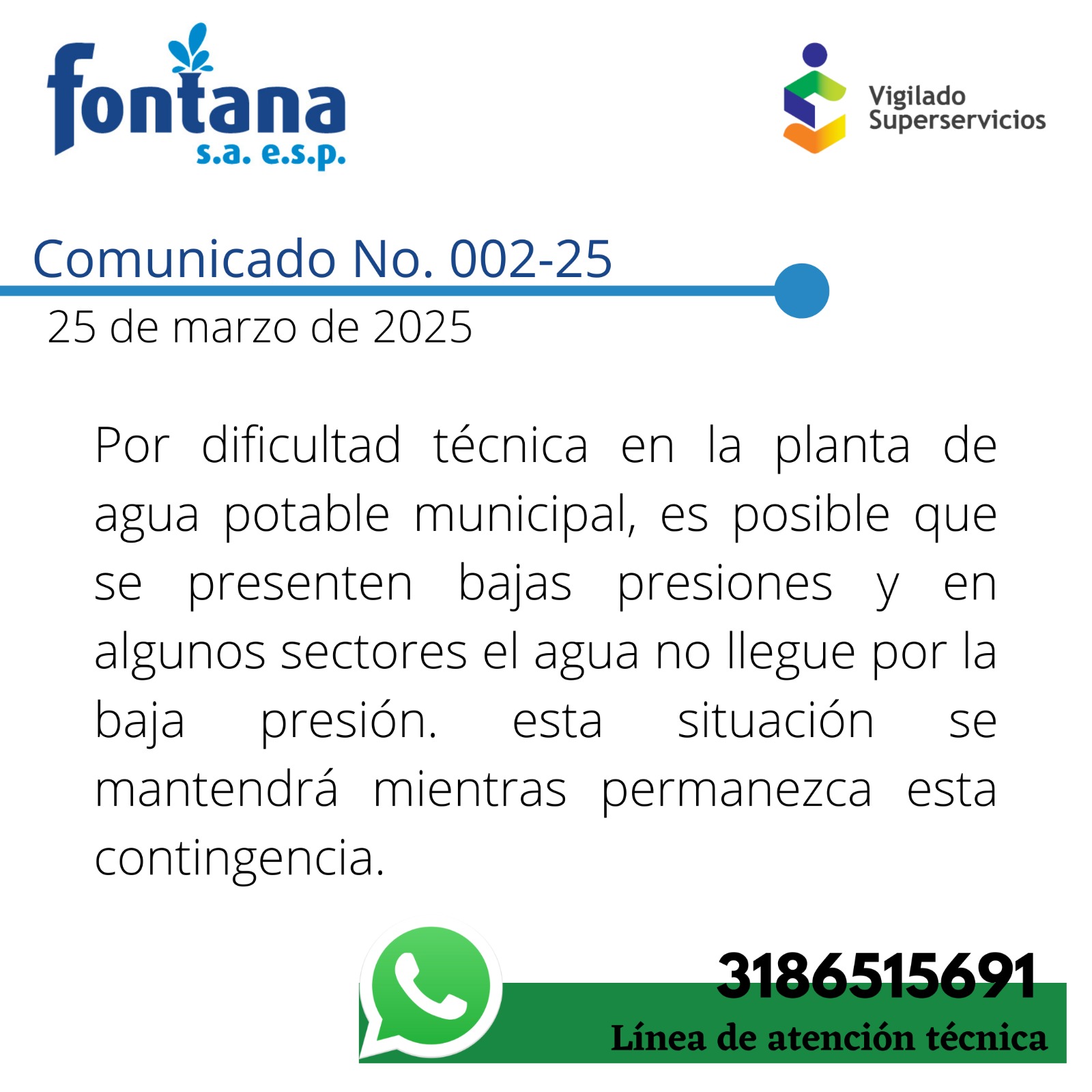 Comunicado No. 002-25