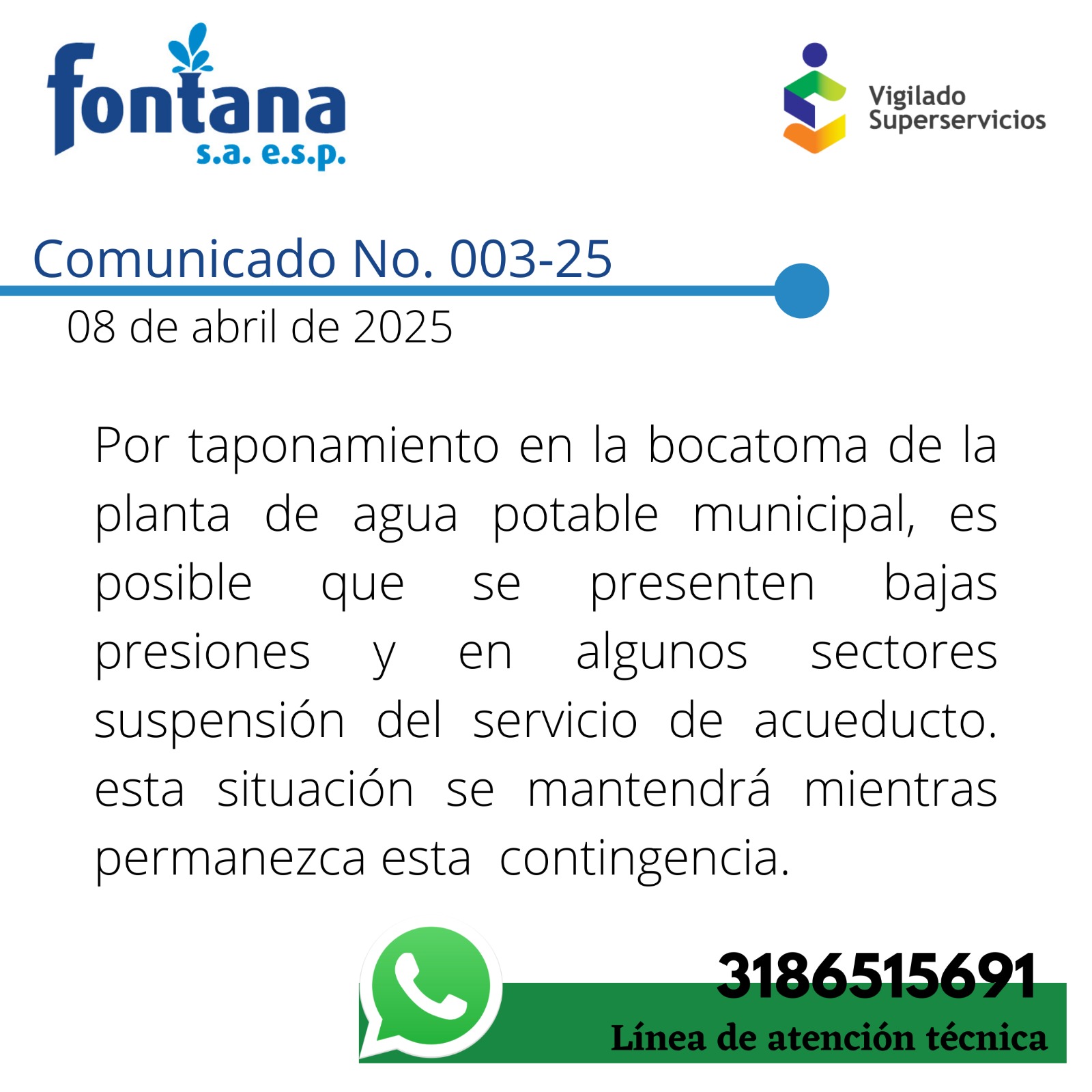 Comunicado No. 003-25