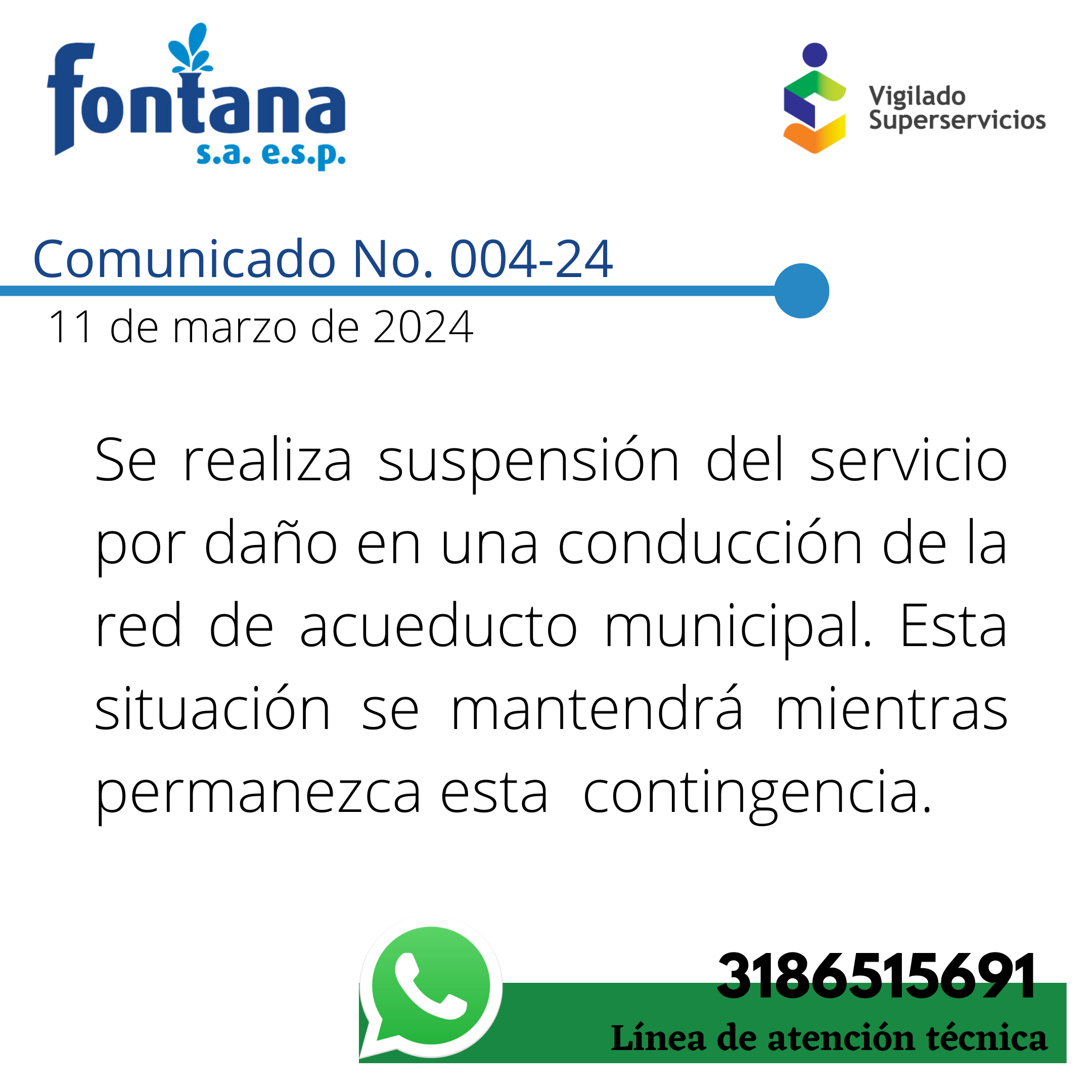 Comunicado No. 004-24 (Suspension)