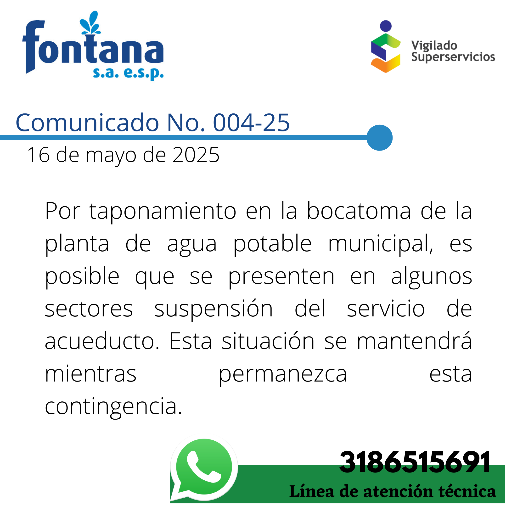 Comunicado No. 004-25 (Suspension)