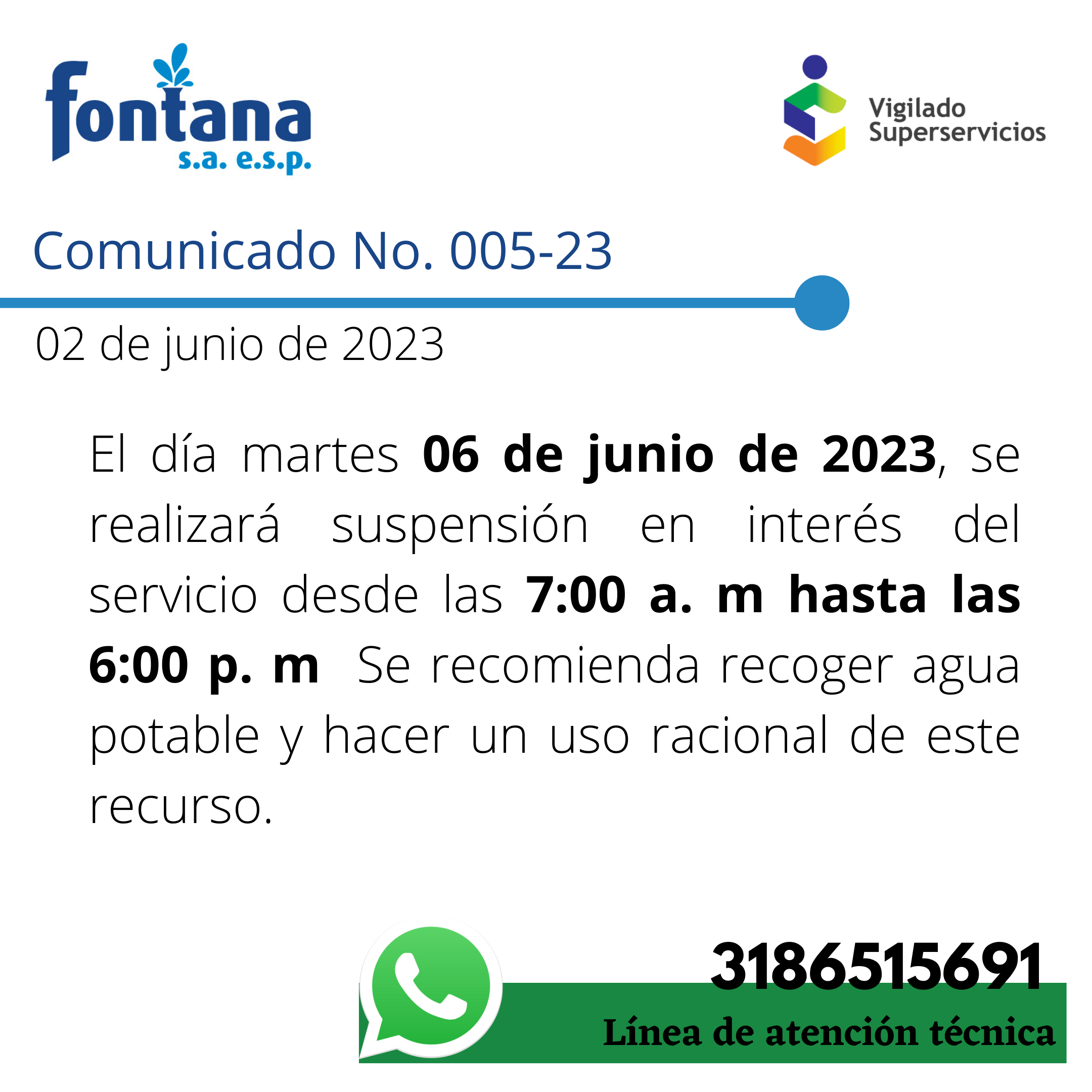 Comunicado No. 005-23 Suspension (02-06-2023)