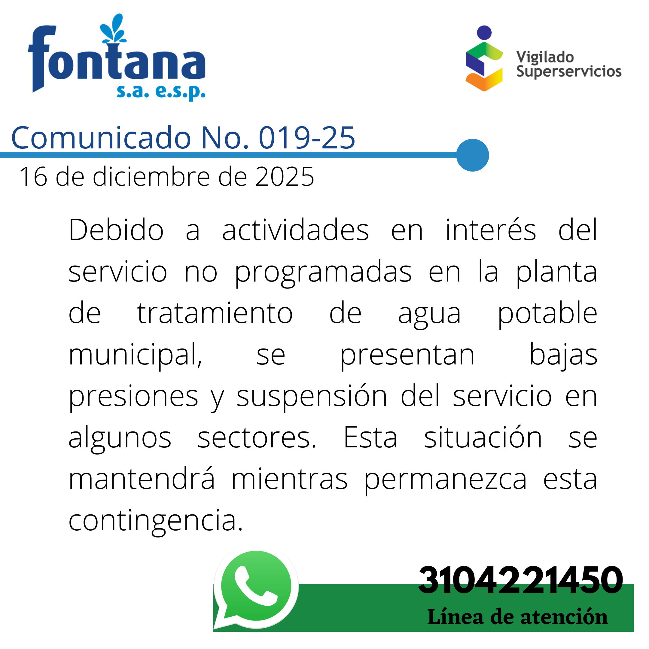 Comunicado No. 019-25 (General)