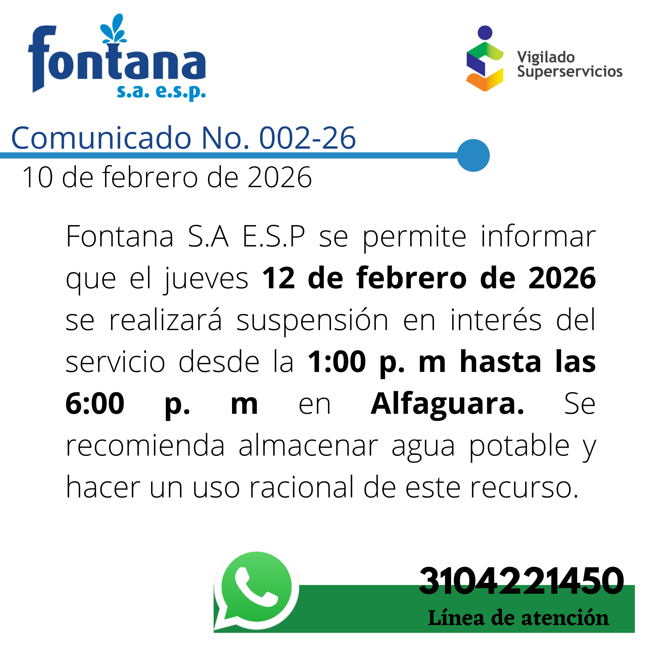 Comunicado No. 002-26 (Suspension)