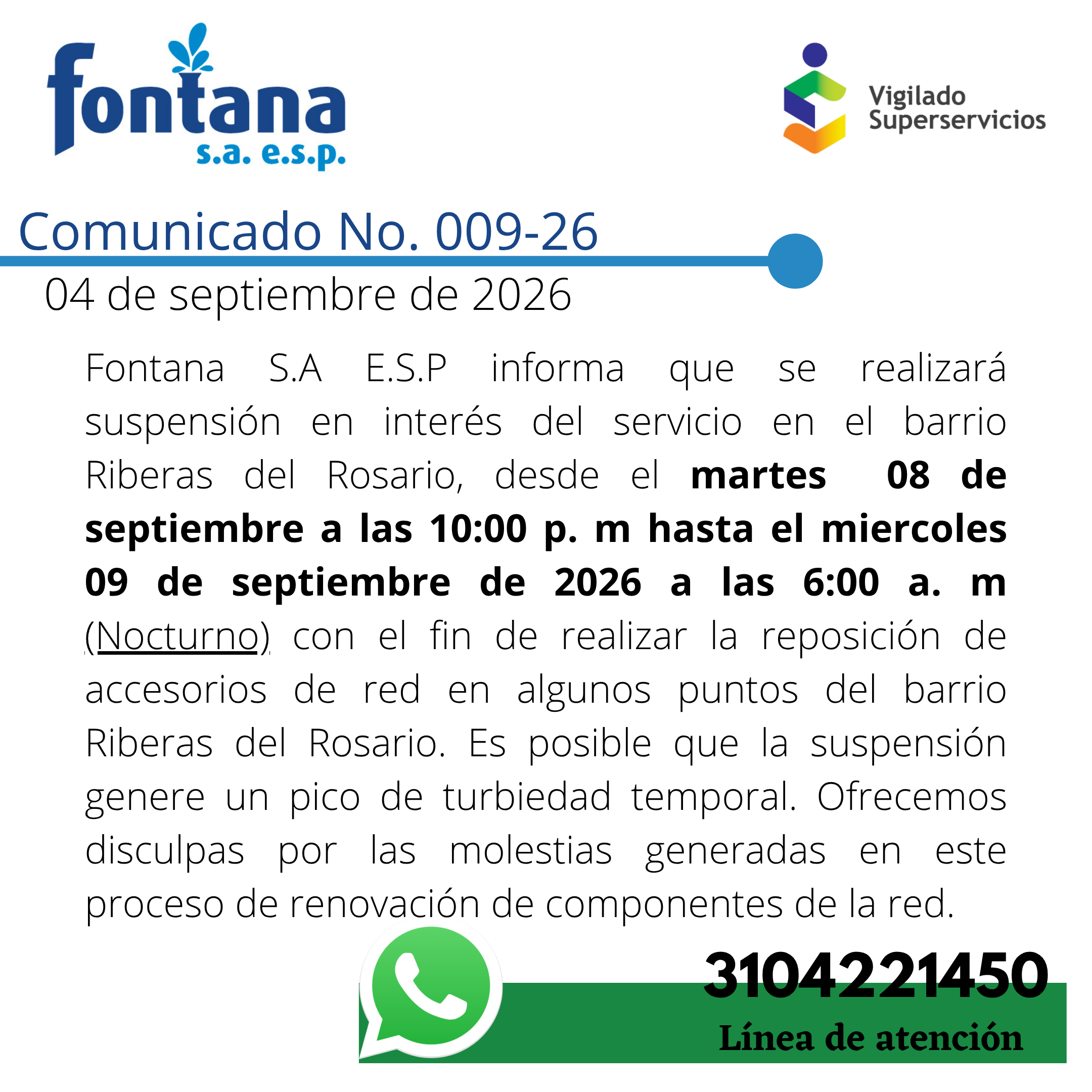 Comunicado No. 009-26 (3 Suspension nocturno)