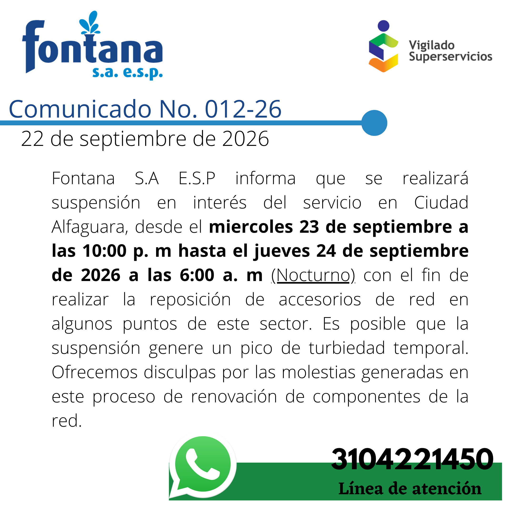 Comunicado No. 012-26 (4 Suspension nocturno)